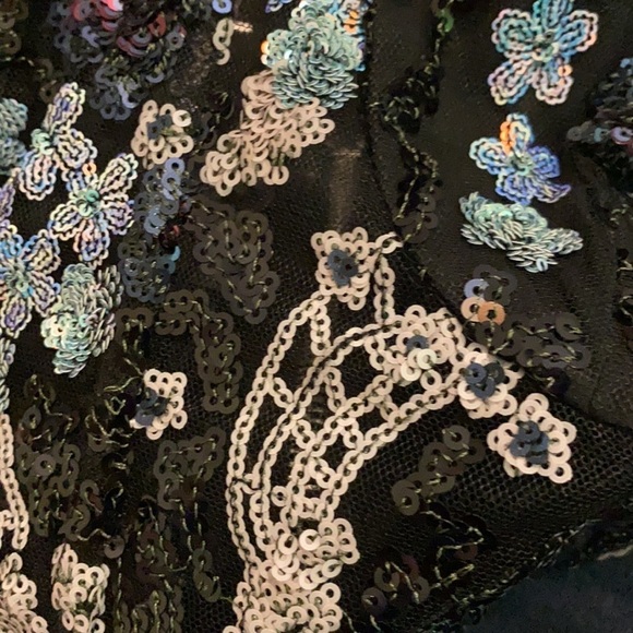 Bronx & Banco / Annabell Beaded Sequin black purple floral Jumpsuit M - Picture 6 of 7